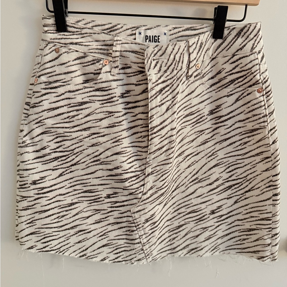 PAIGE Zebra Pattern Mini Skirt - Black and Cream
